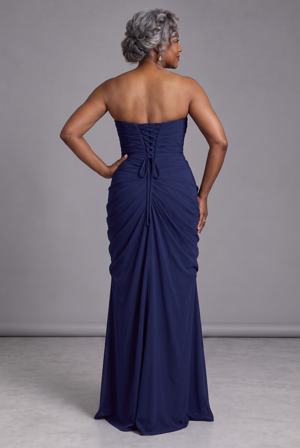 Evangeline in Dark Blue - back view